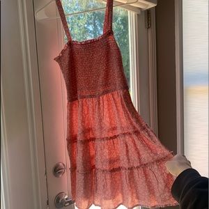 mini pink floral ruffle dress size small